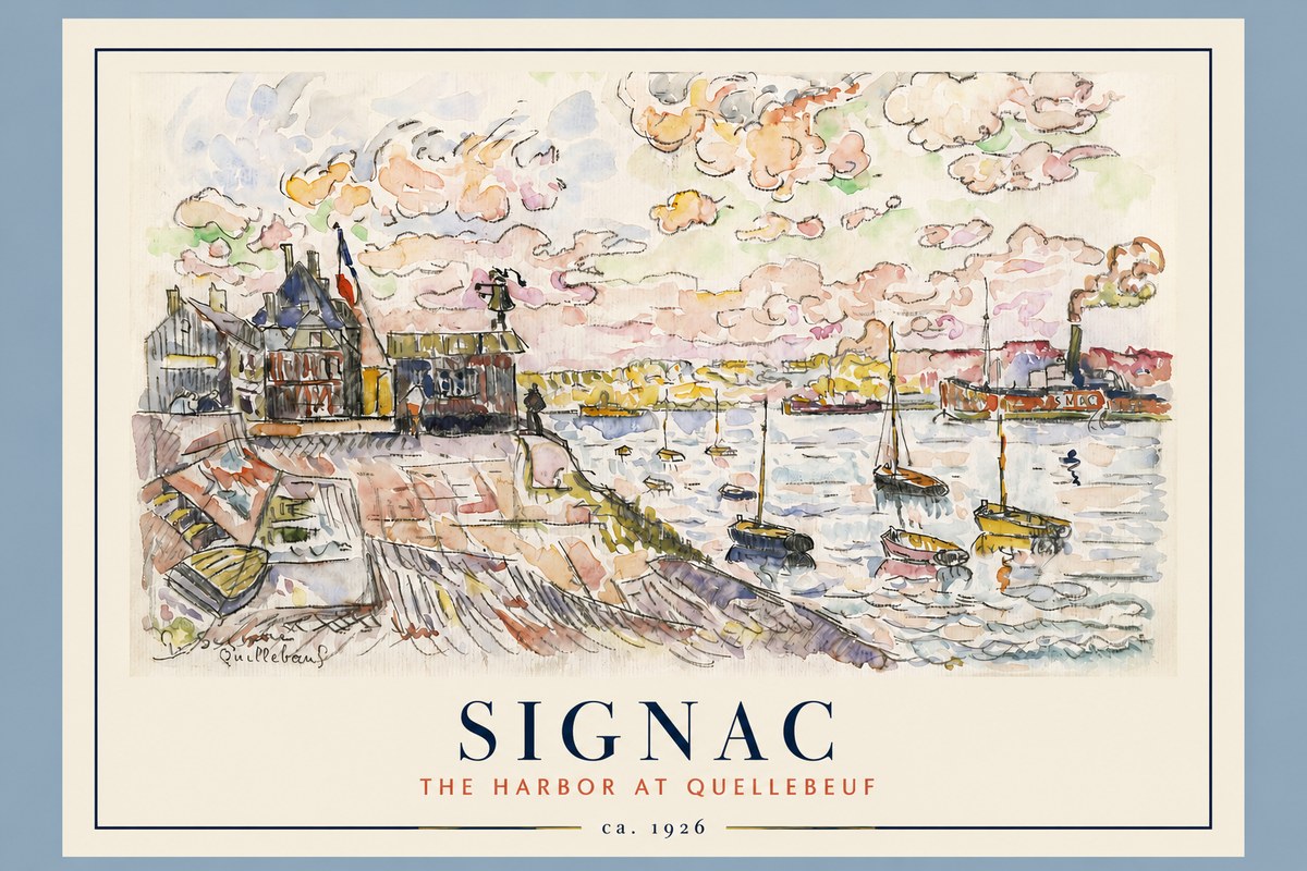 Signac The Harbor at Quellebeuf No2 - Plakát
