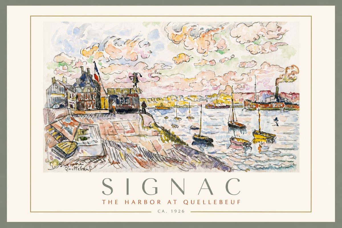 Signac The Harbor at Quellebeuf No3 - Plakát