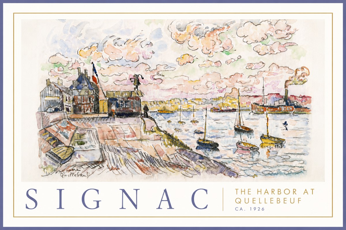 Signac The Harbor at Quellebeuf No6 - Plakát