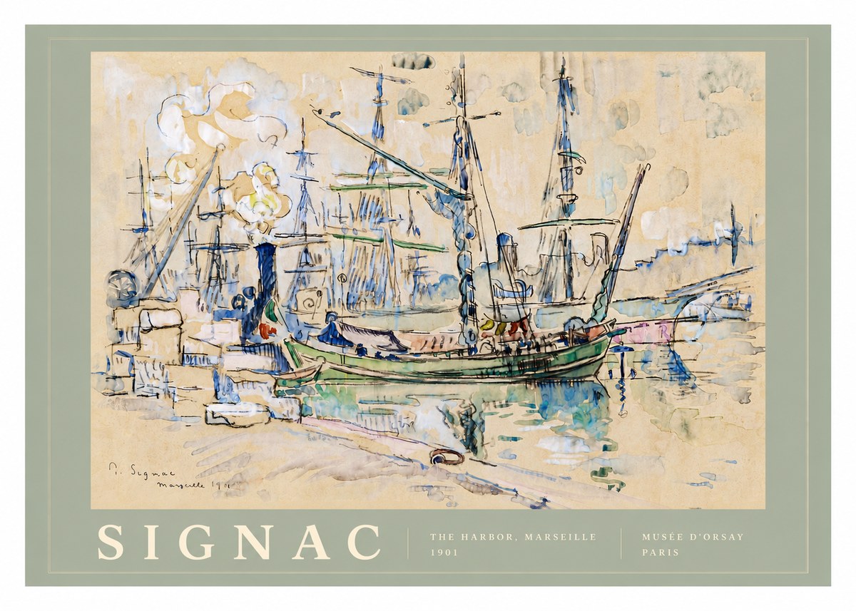 Signac The Harbor, Marseille No5 - Plakát