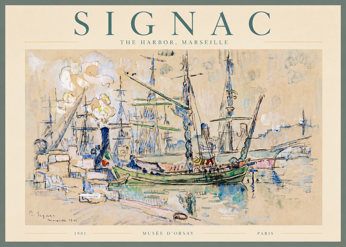 Signac The Harbor, Marseille No6 - Plakát