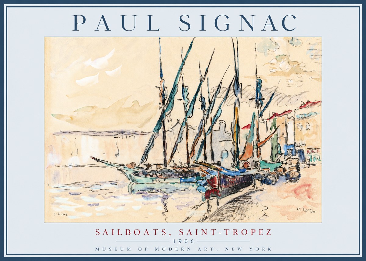 Signac Sailboats, Saint-tropez No2 - Plakát