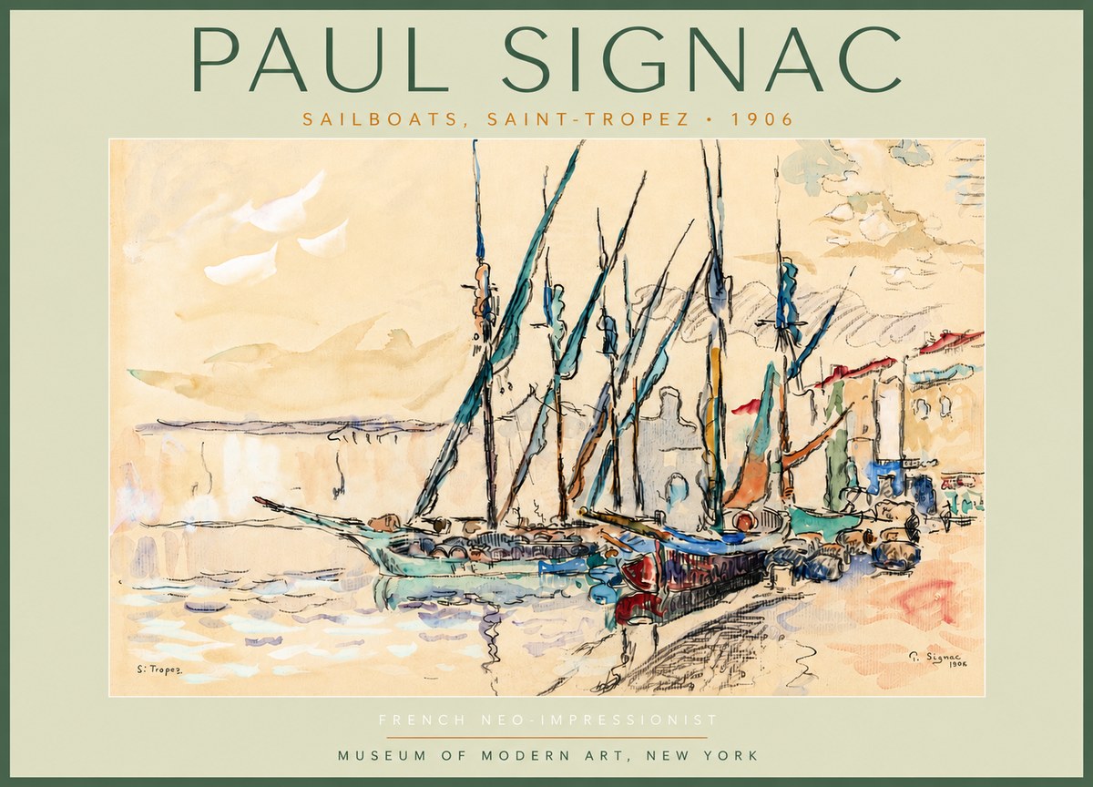 Signac Sailboats, Saint-tropez No4 - Plakát