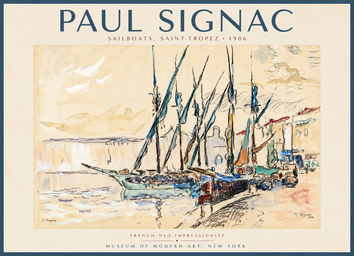 Signac Sailboats, Saint-tropez No5 - Plakát