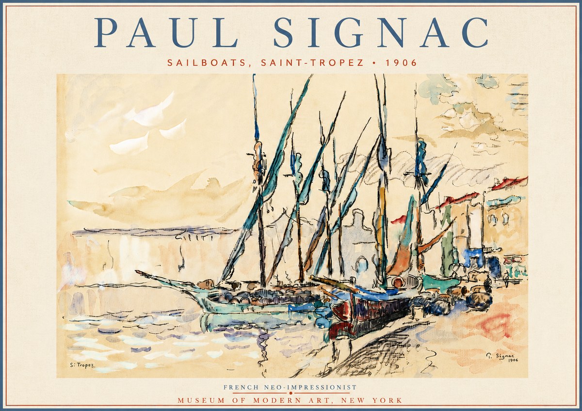 Signac Sailboats, Saint-tropez No6 - Plakát