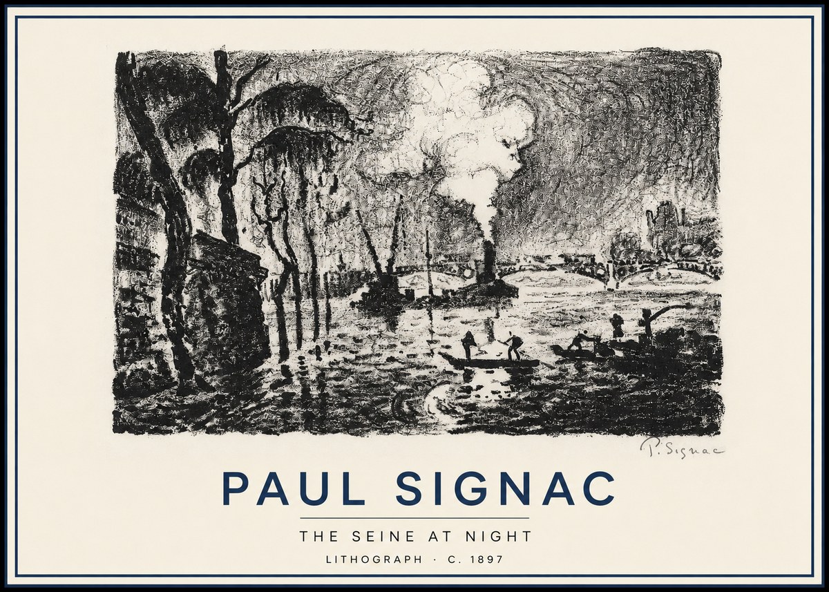 Signac The Seine at Night No3 - Plakát