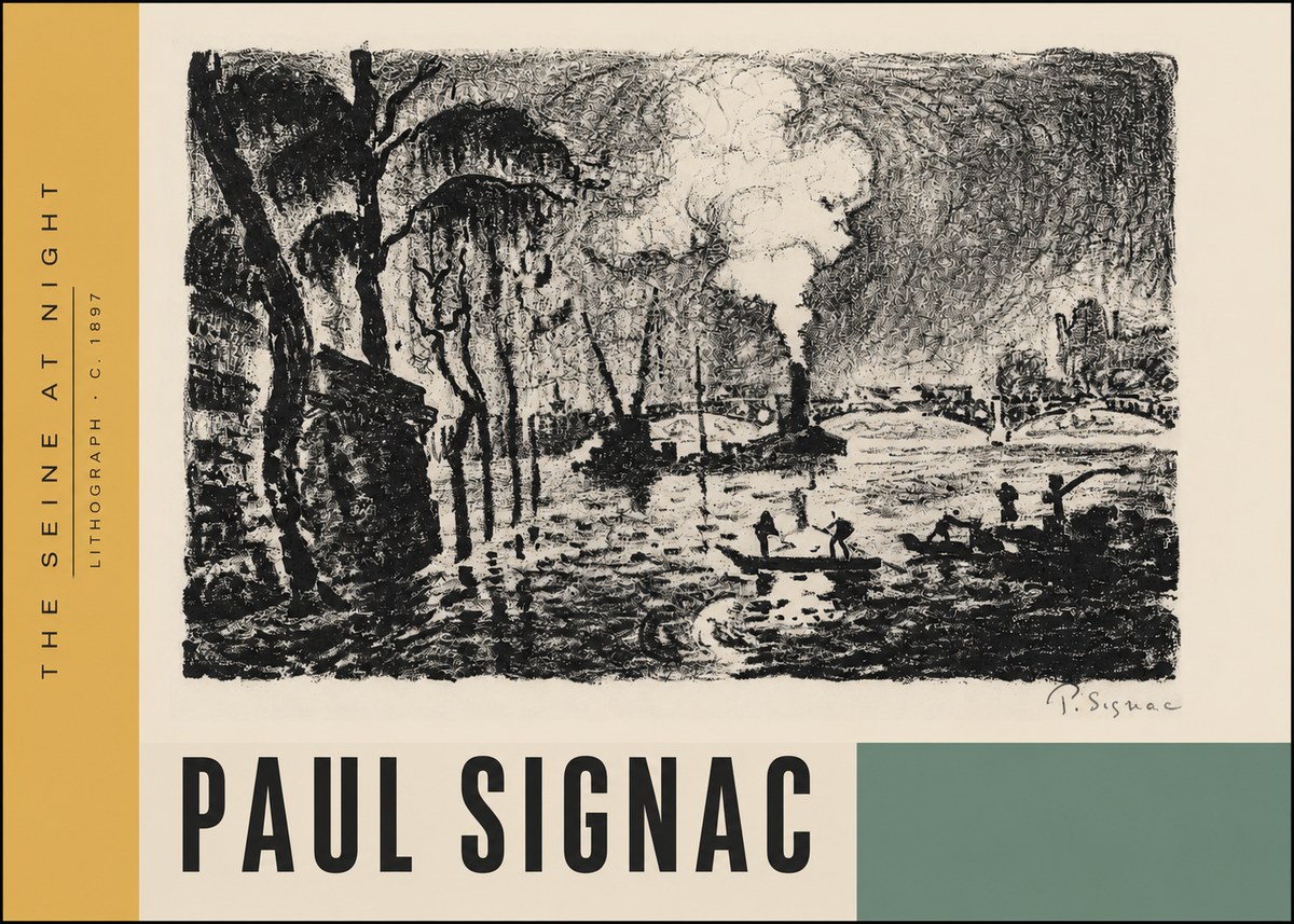 Signac The Seine at Night No4 - Plakát