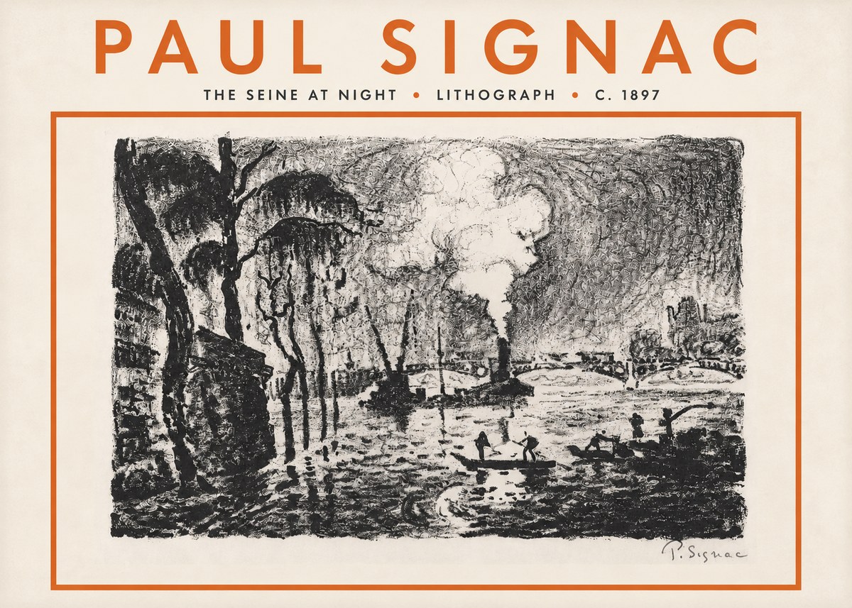 Signac The Seine at Night No5 - Plakát