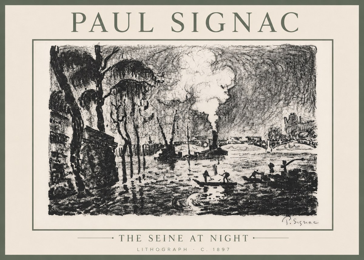 Signac The Seine at Night No6 - Plakát
