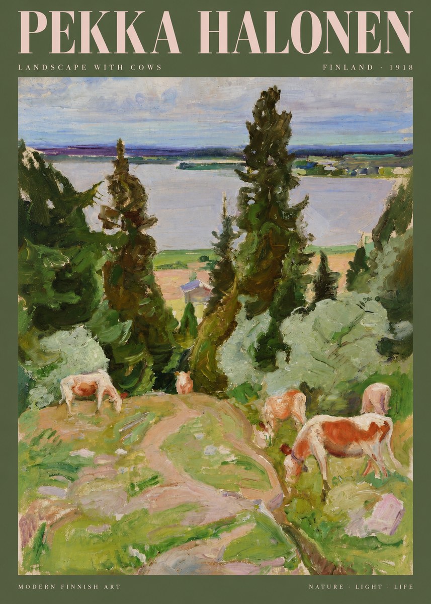 Pekka Halonen Landscape with Cows No2 - Plakát