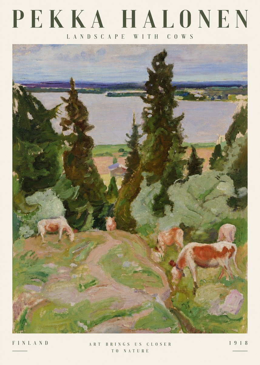 Pekka Halonen Landscape with Cows No4 - Plakát