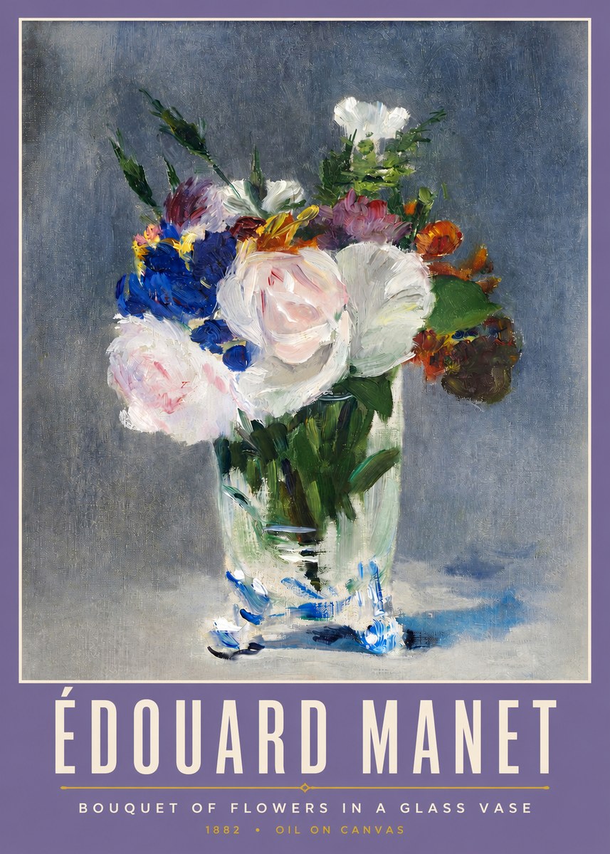 Édouard Manet Bouquet of Flowers in a Glass Vase No2 - Plakát