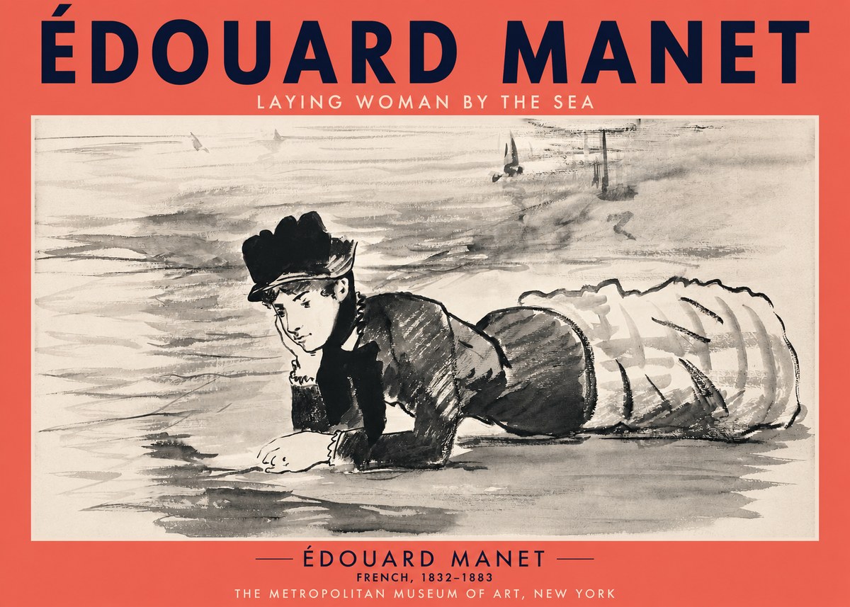 Édouard Manet Laying Woman by the Sea No2 - Plakát