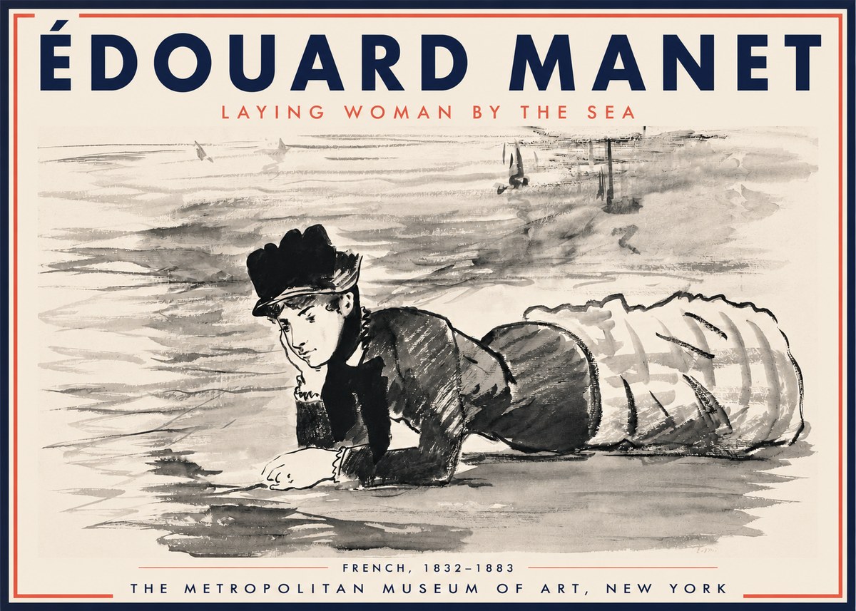 Édouard Manet Laying Woman by the Sea No3 - Plakát