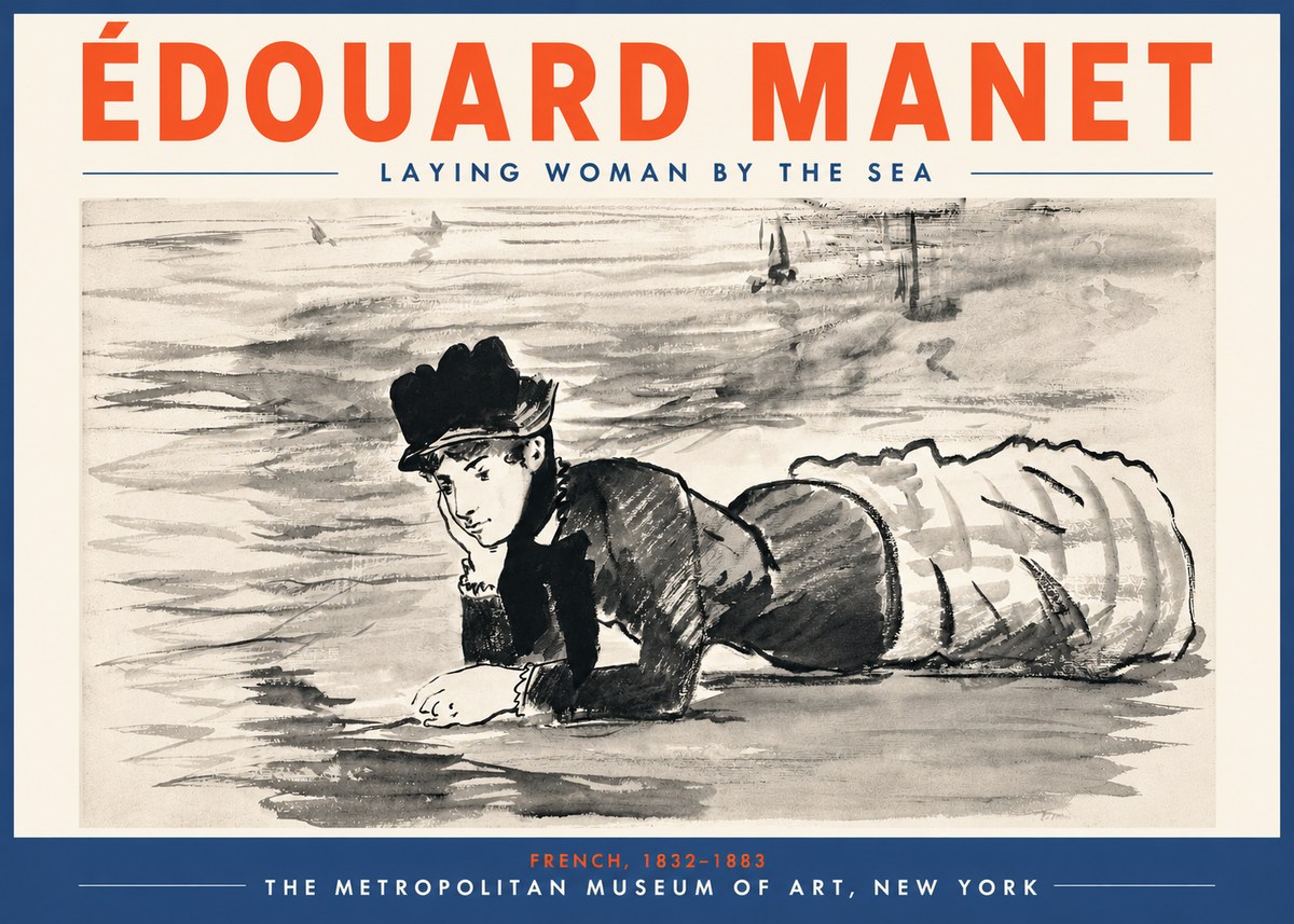Édouard Manet Laying Woman by the Sea No5 - Plakát
