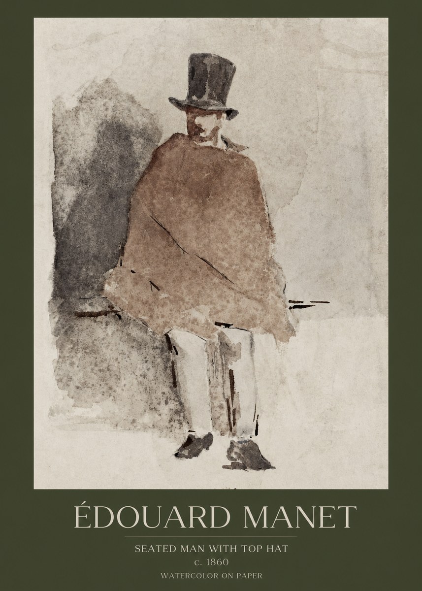 Édouard Manet Seated Man with Top Hat No1 - Plakát