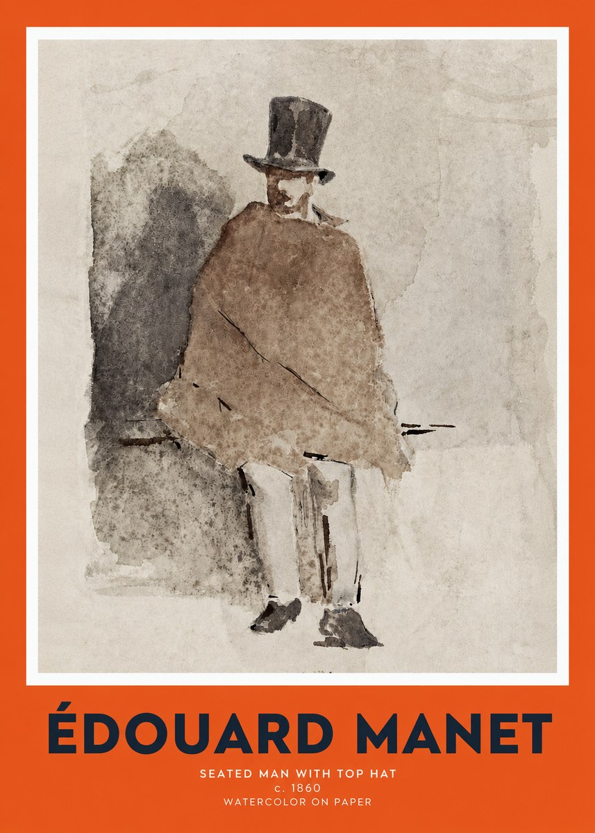 Édouard Manet Seated Man with Top Hat No2 - Plakát