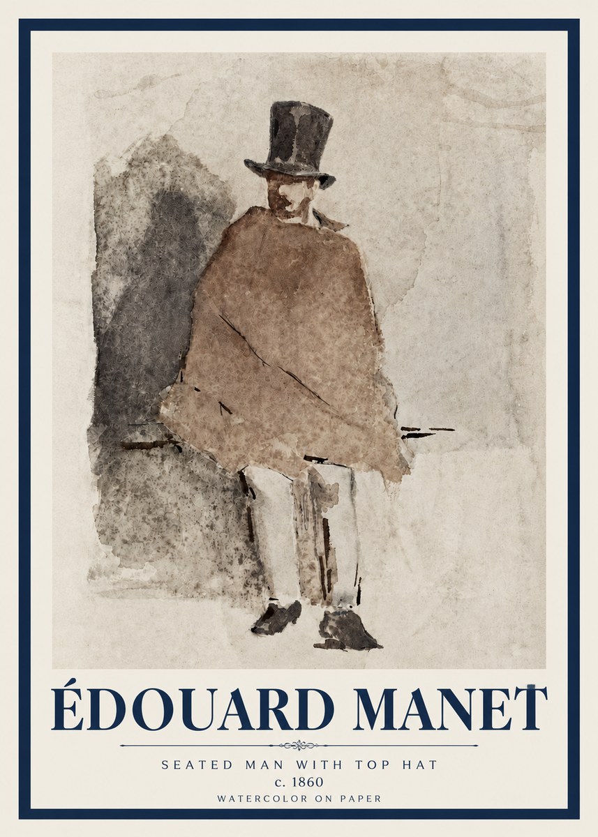 Édouard Manet Seated Man with Top Hat No3 - Plakát