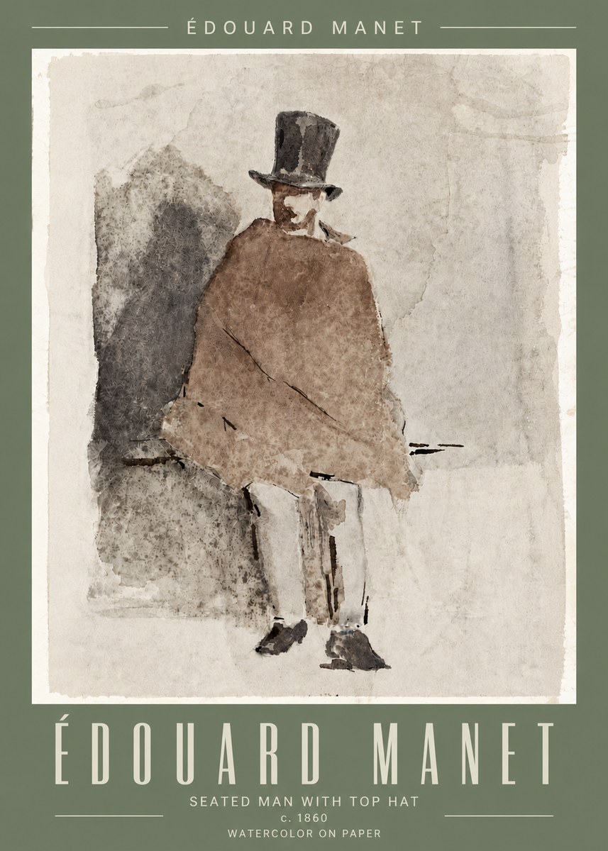 Édouard Manet Seated Man with Top Hat No4 - Plakát