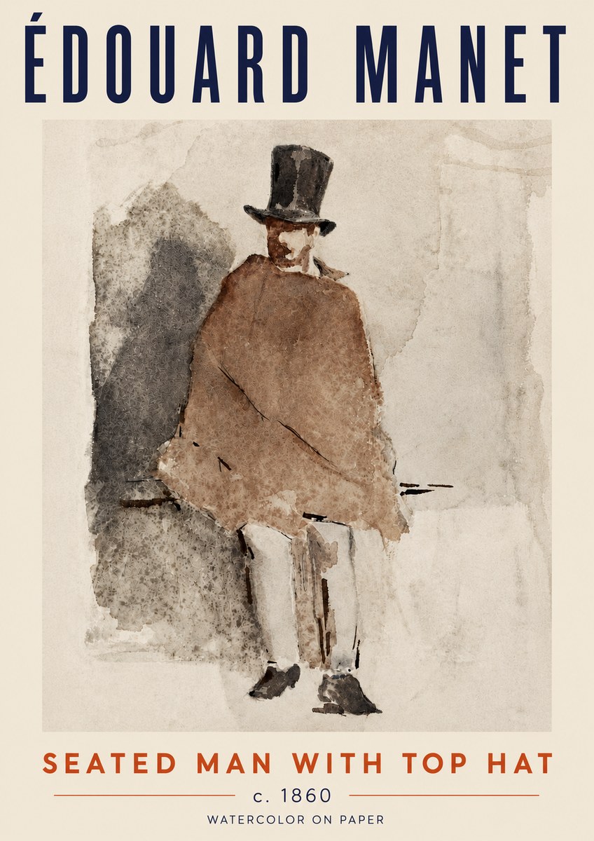 Édouard Manet Seated Man with Top Hat No5 - Plakát