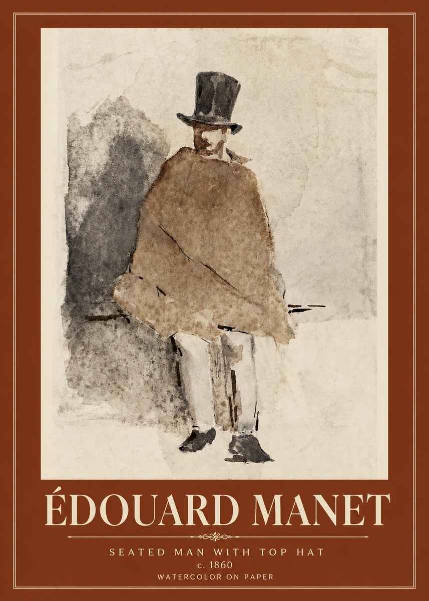 Édouard Manet Seated Man with Top Hat No6 - Plakát