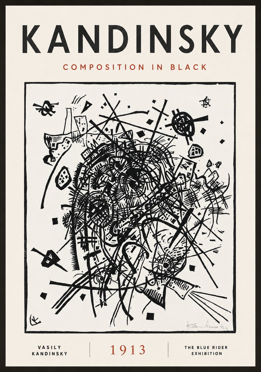 Kandinsky Composition in Black No4 - Plakát