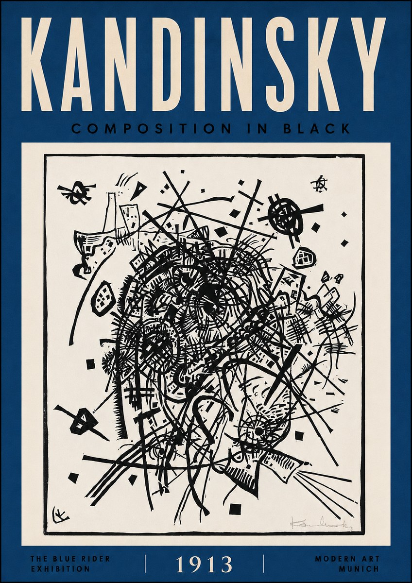 Kandinsky Composition in Black No5 - Plakát