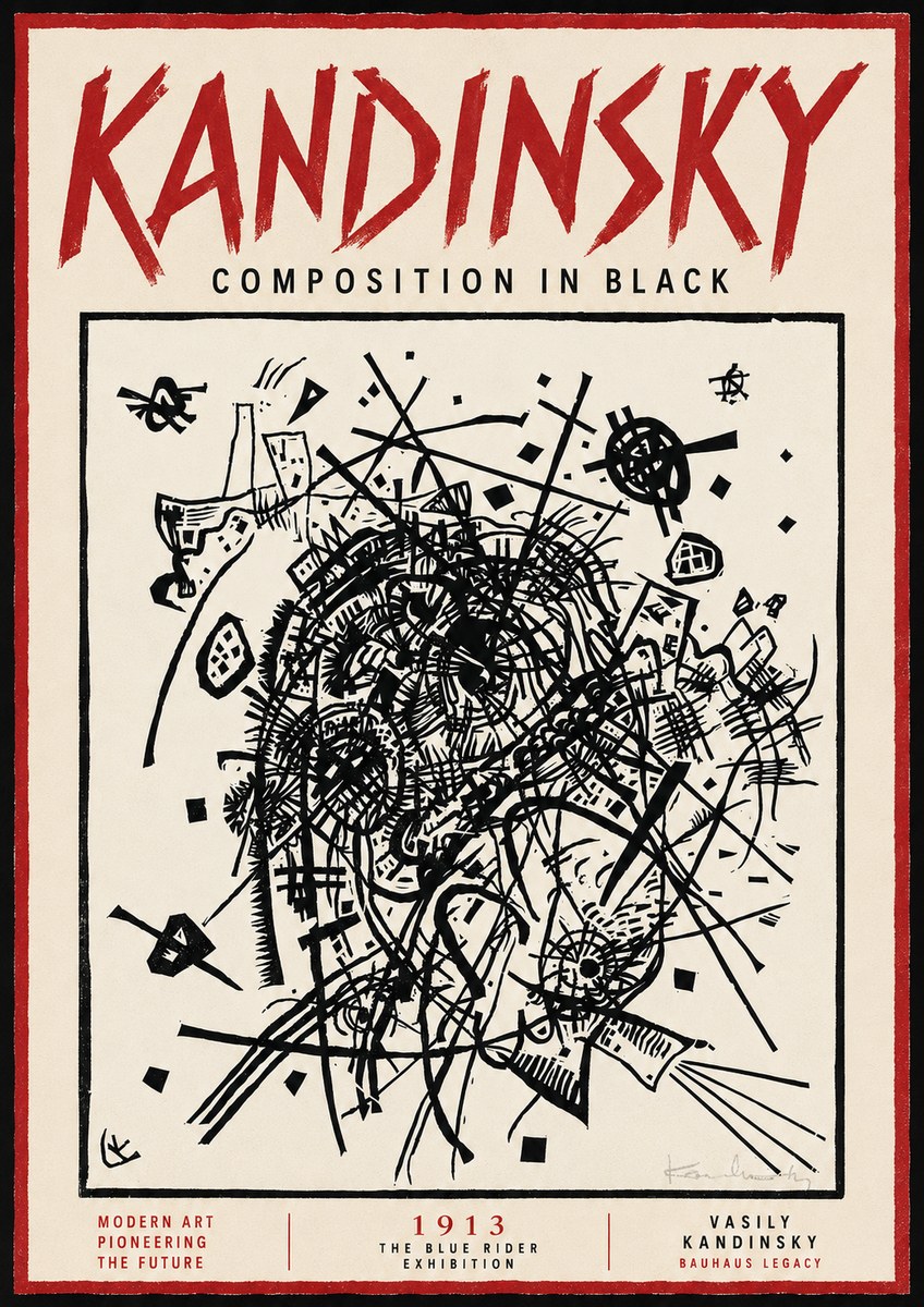 Kandinsky Composition in Black No6 - Plakát