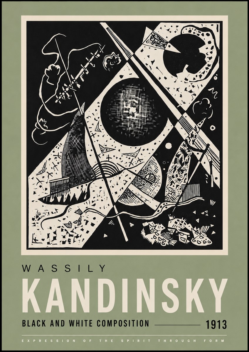 Kandinsky Black and White Composition No4 - Plakát