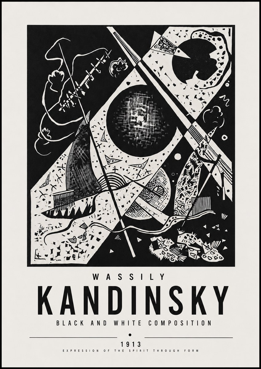 Kandinsky Black and White Composition No5 - Plakát