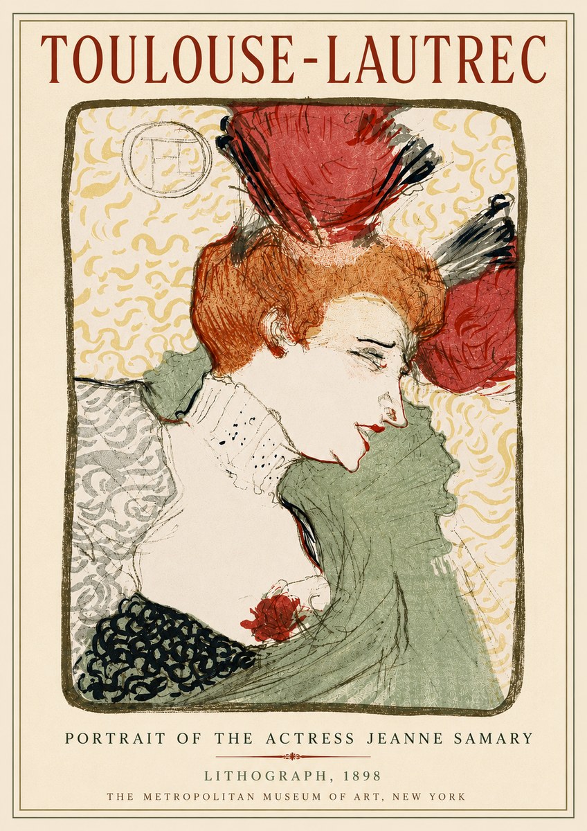Toulouse-Lautrec Portrait of the Actress Jeanne Samary No6 - Plakát