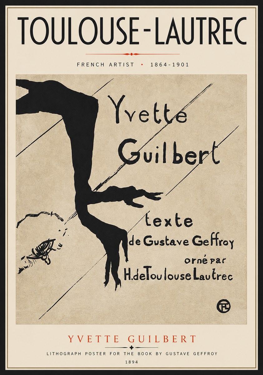 Toulouse-Lautrec Yvette Guilbert No5 - Plakát