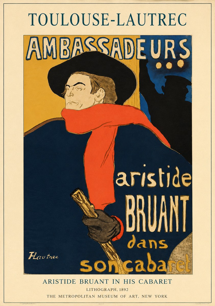 Toulouse-Lautrec Aristide Bruant in His Cabaret I No1 - Plakát
