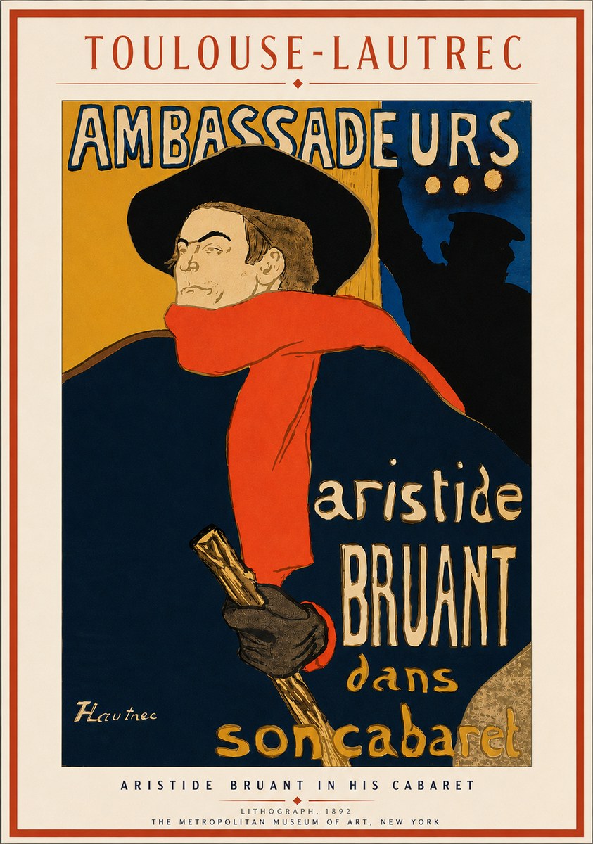 Toulouse-Lautrec Aristide Bruant in His Cabaret I No3 - Plakát