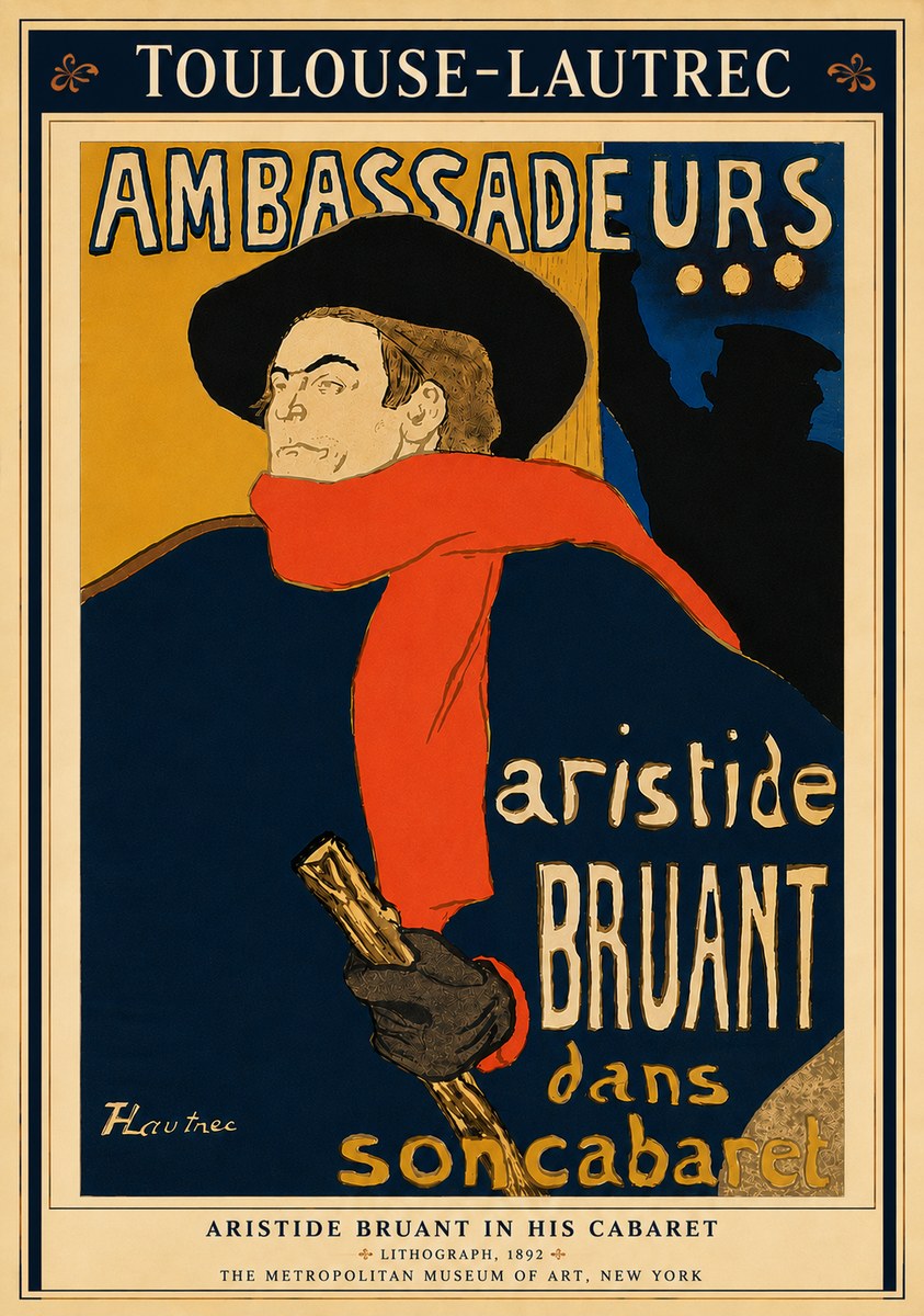 Toulouse-Lautrec Aristide Bruant in His Cabaret I No6 - Plakát