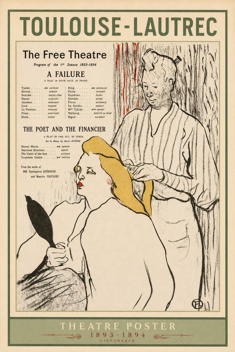 Toulouse-Lautrec Le Théâtre Libre - Une Faillite / Le Poète Et Le Financier No2 - Plakát