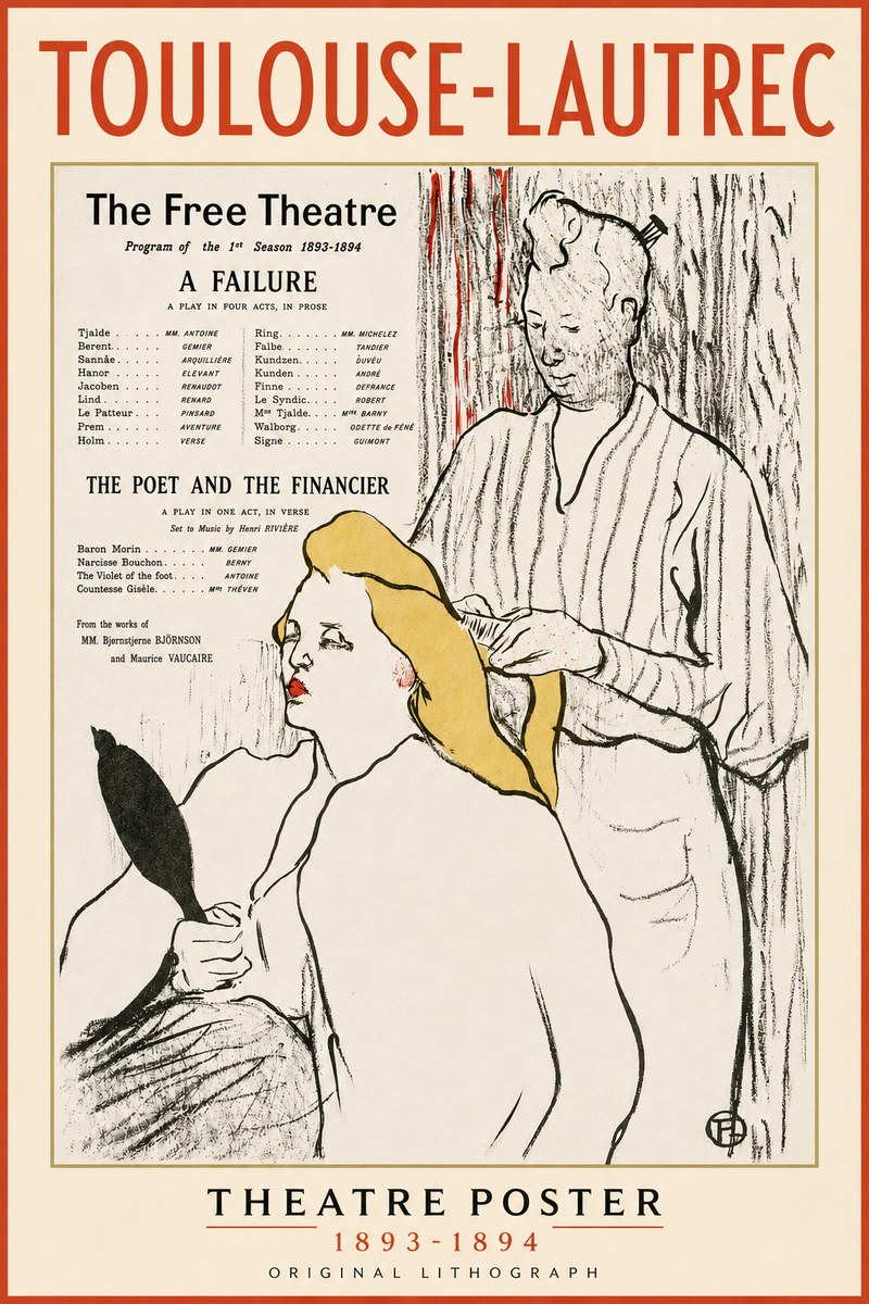 Toulouse-Lautrec Le Théâtre Libre - Une Faillite / Le Poète Et Le Financier No3 - Plakát