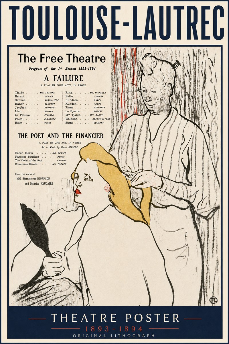 Toulouse-Lautrec Le Théâtre Libre - Une Faillite / Le Poète Et Le Financier No4 - Plakát
