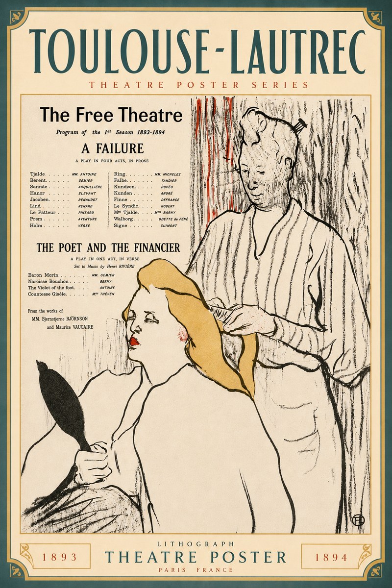 Toulouse-Lautrec Le Théâtre Libre - Une Faillite / Le Poète Et Le Financier No6 - Plakát