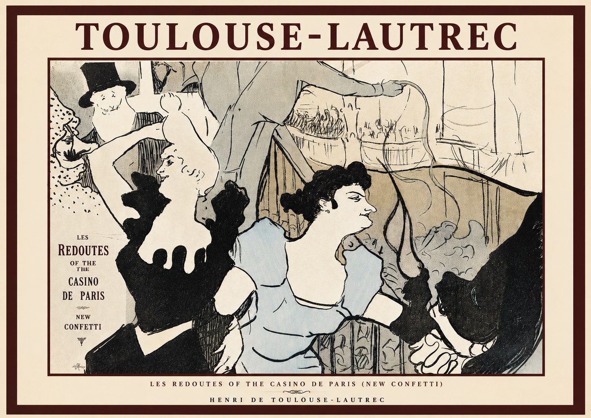 Toulouse-Lautrec Les Redoutes of the Casino De Paris (New Confetti) No3 - Plakát