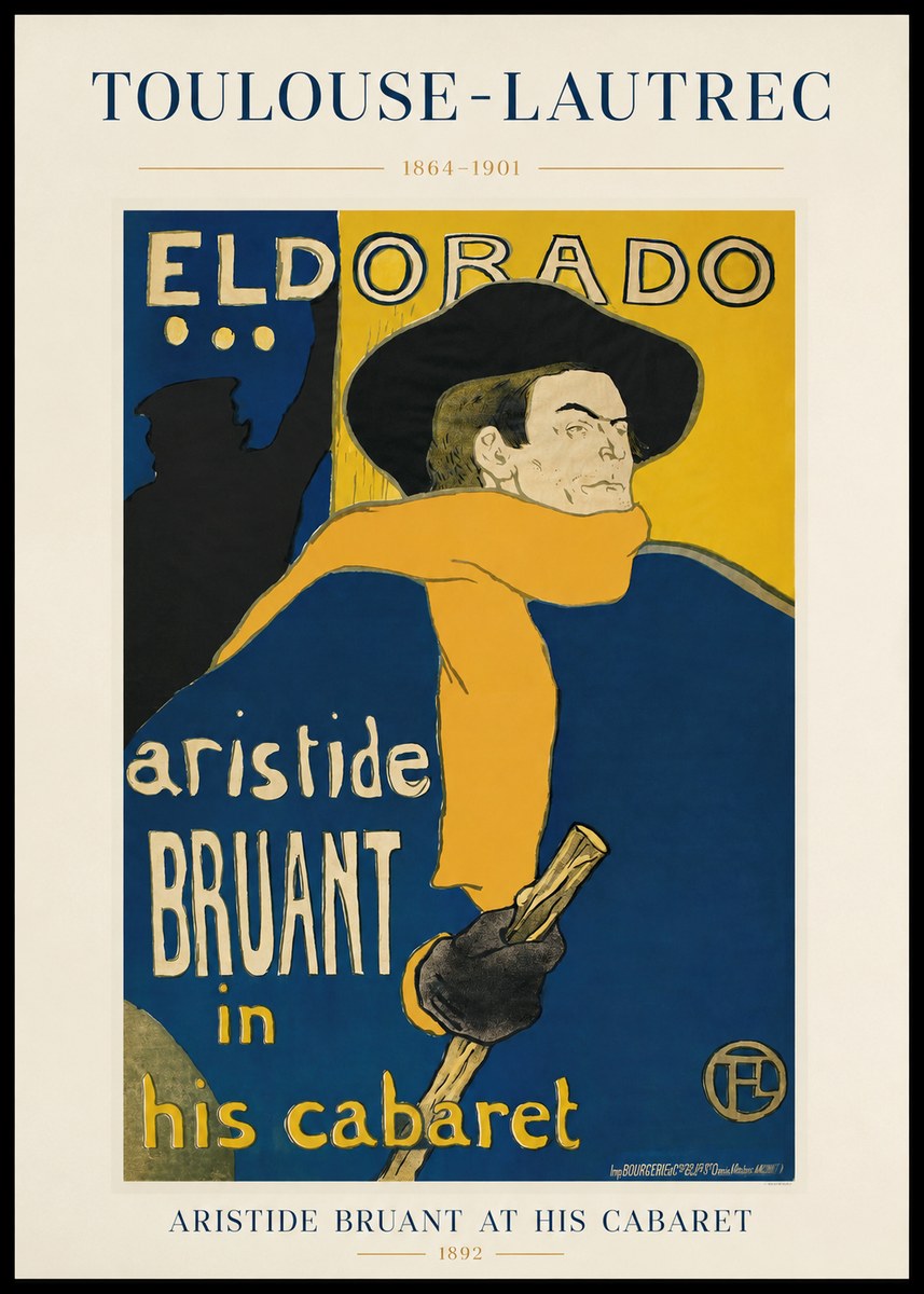 Toulouse-Lautrec Aristide Bruant at His Cabaret No1 - Plakát