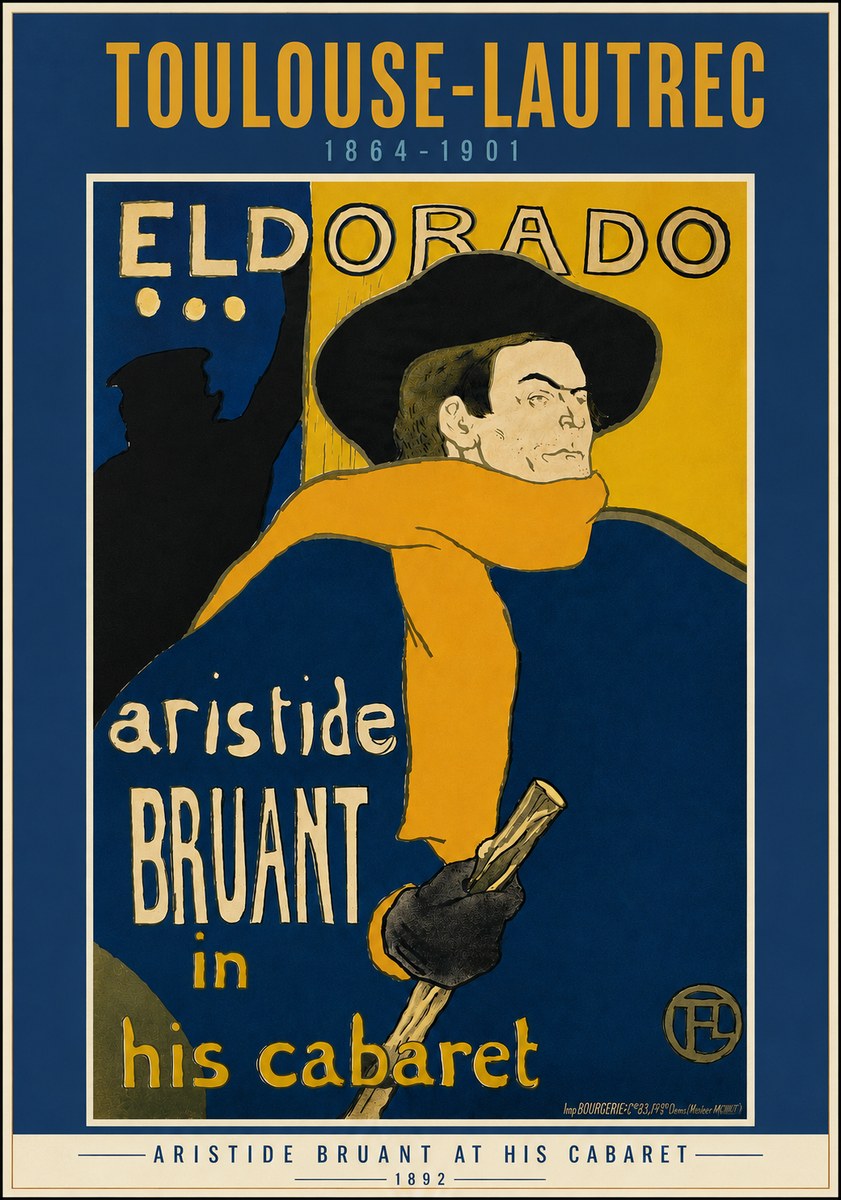 Toulouse-Lautrec Aristide Bruant at His Cabaret No4 - Plakát