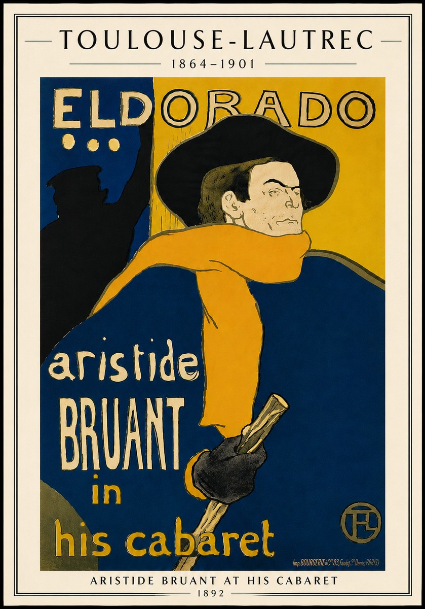 Toulouse-Lautrec Aristide Bruant at His Cabaret No5 - Plakát