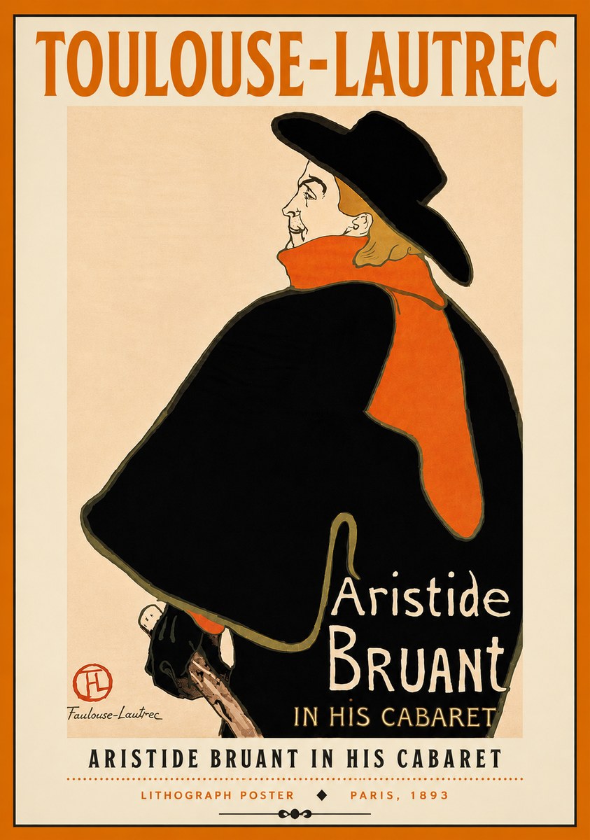 Toulouse-Lautrec Aristide Bruant in His Cabaret II No4 - Plakát