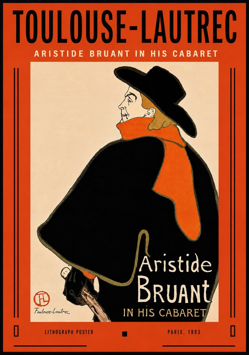 Toulouse-Lautrec Aristide Bruant in His Cabaret II No6 - Plakát