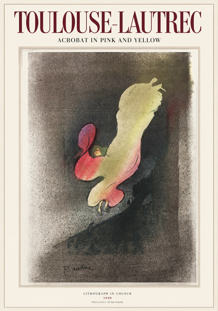 Toulouse-Lautrec Acrobat in Pink and Yellow No1 - Plakát
