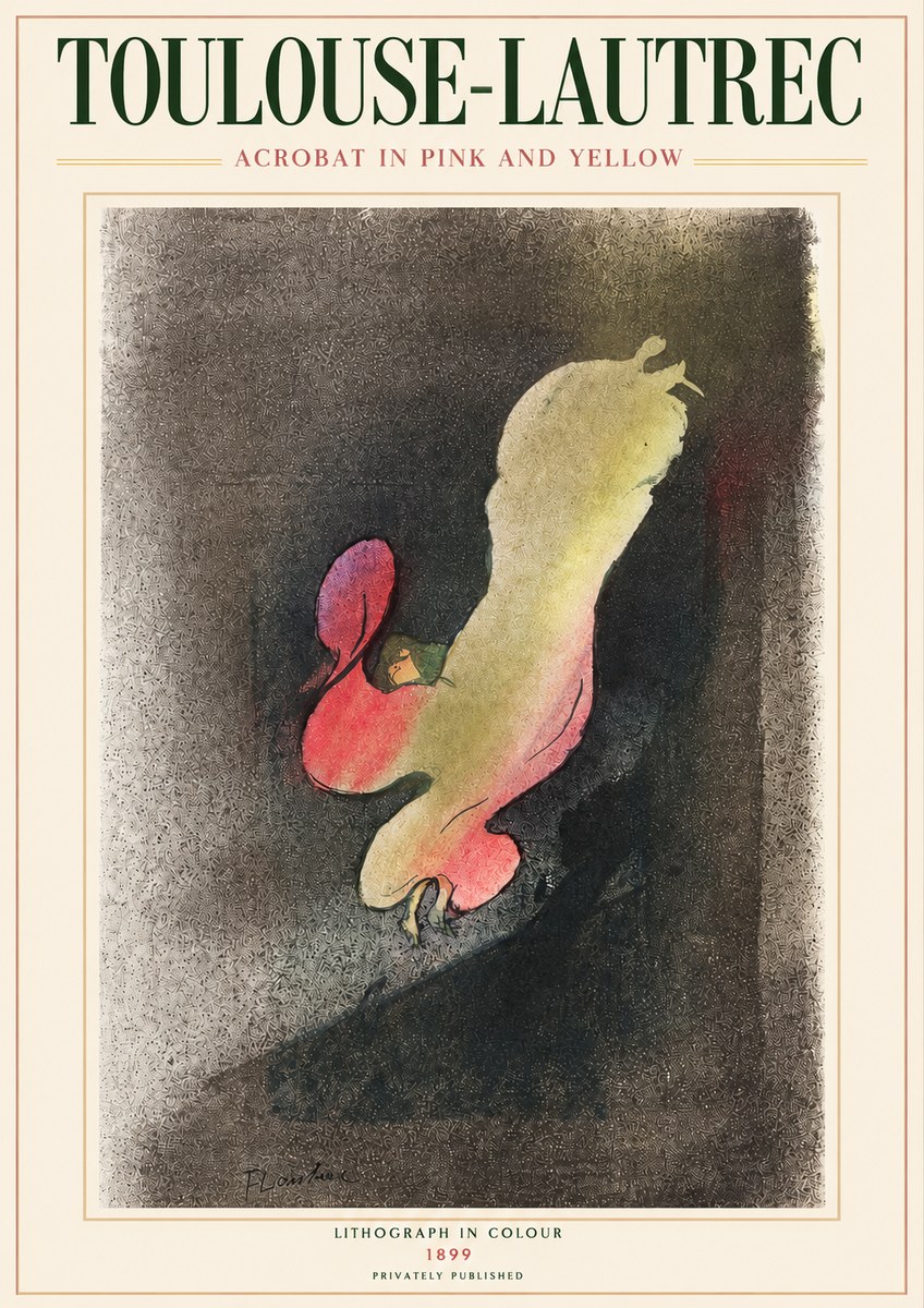 Toulouse-Lautrec Acrobat in Pink and Yellow No3 - Plakát