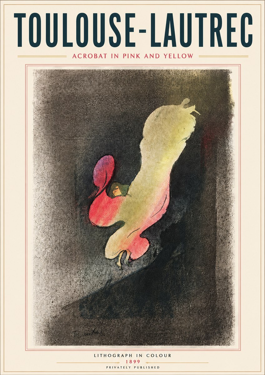 Toulouse-Lautrec Acrobat in Pink and Yellow No5 - Plakát