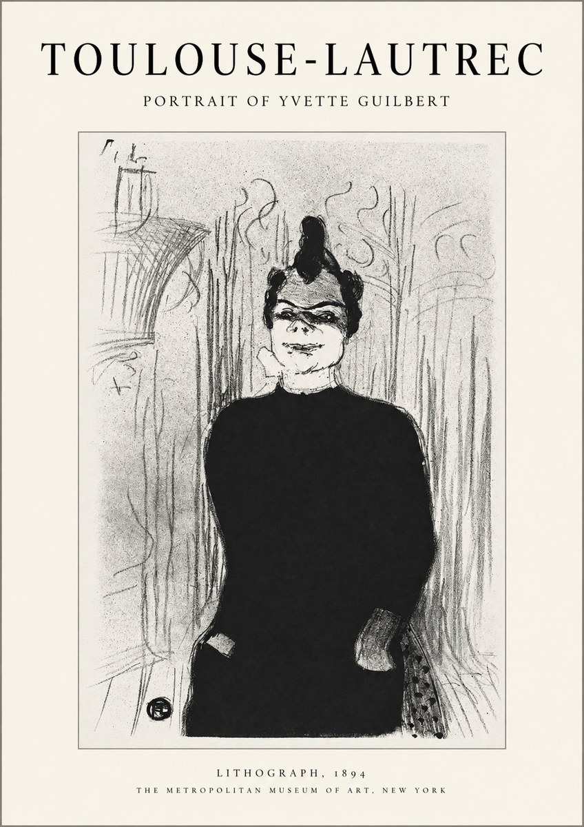 Toulouse-Lautrec Portrait of Yvette Guilbert No2 - Plakát