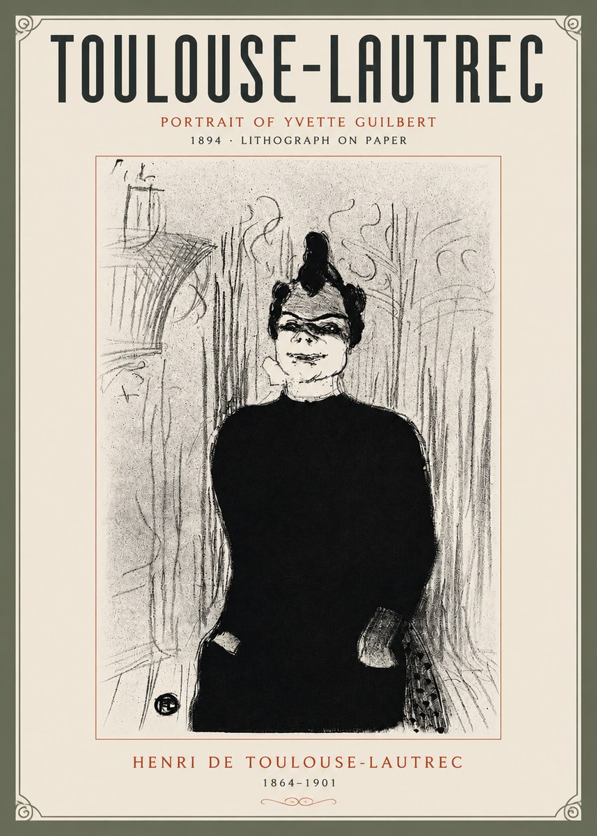 Toulouse-Lautrec Portrait of Yvette Guilbert No5 - Plakát